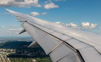 Aircraft wing, pictured with the aircraft in flight