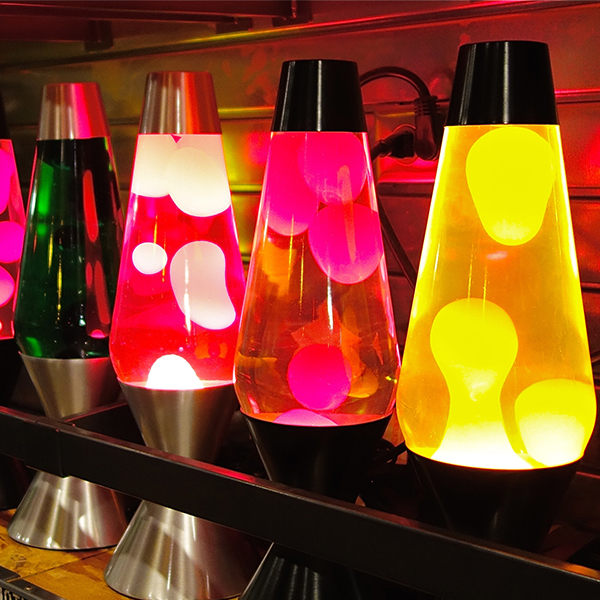 A variety of lava lamps