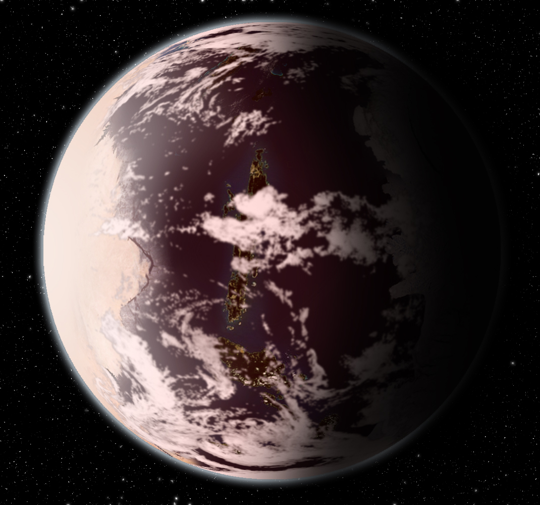 An artist’s impression of a habitable exoplanet orbiting a red dwarf star 