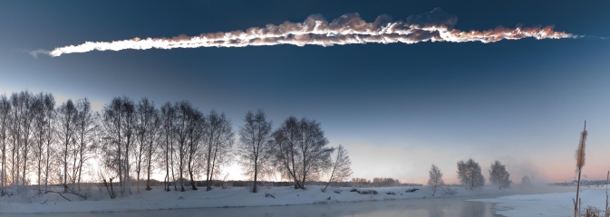 This photograph of the meteor streaking through the sky above Chelyabinsk, Russia, on Feb. 15, 2013, was taken by a local person