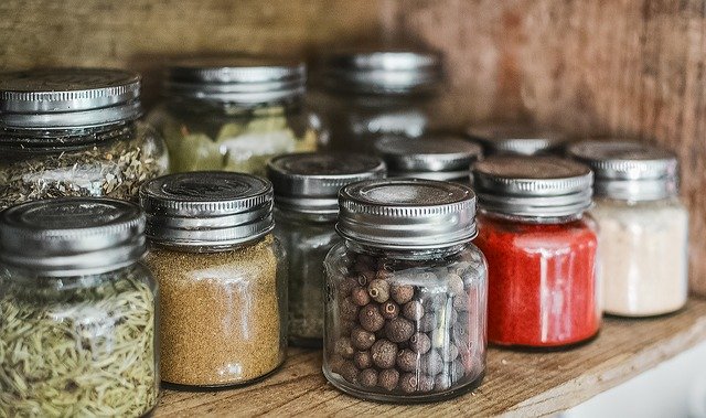 Assortment of dried herbs and spices 