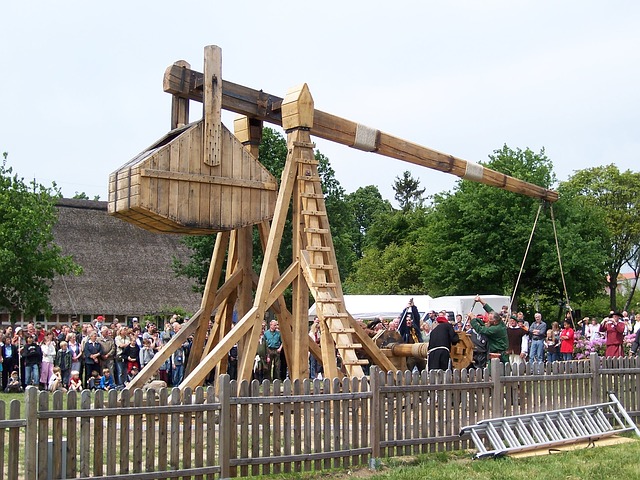 Trebuchet being made ready for launch 