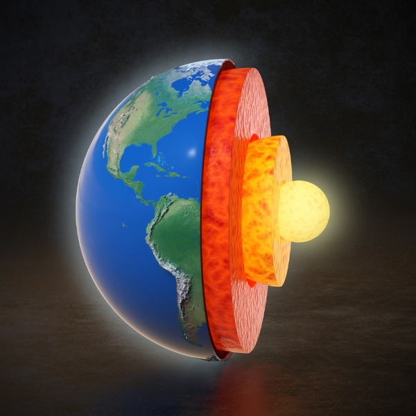 Cross-section of the Earth showing layers.