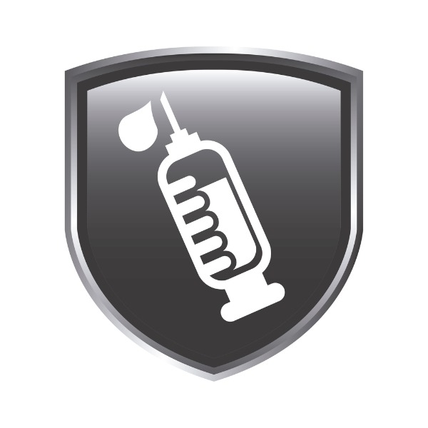 Icon showing a syringe on a shield