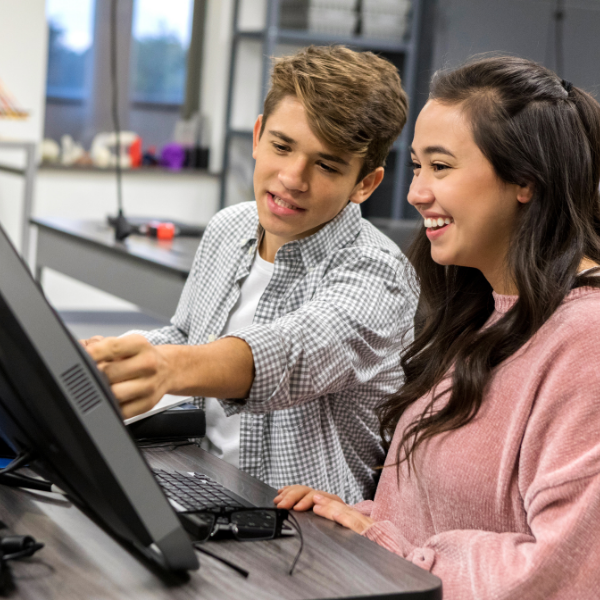 Students working together on computer