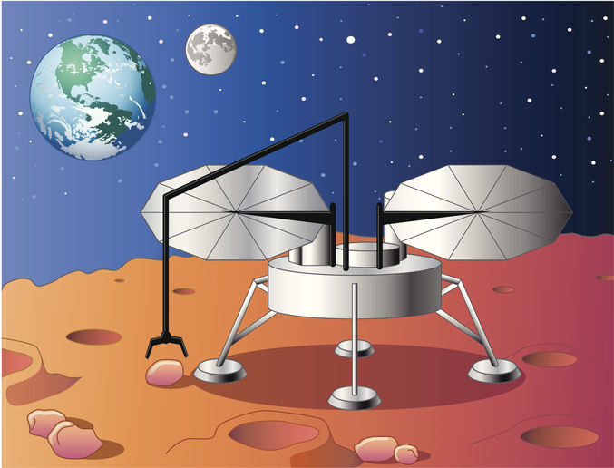 Cartoon space probe lander