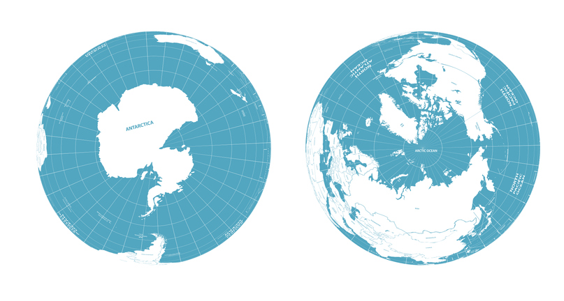 map views of the arctic and antarctic
