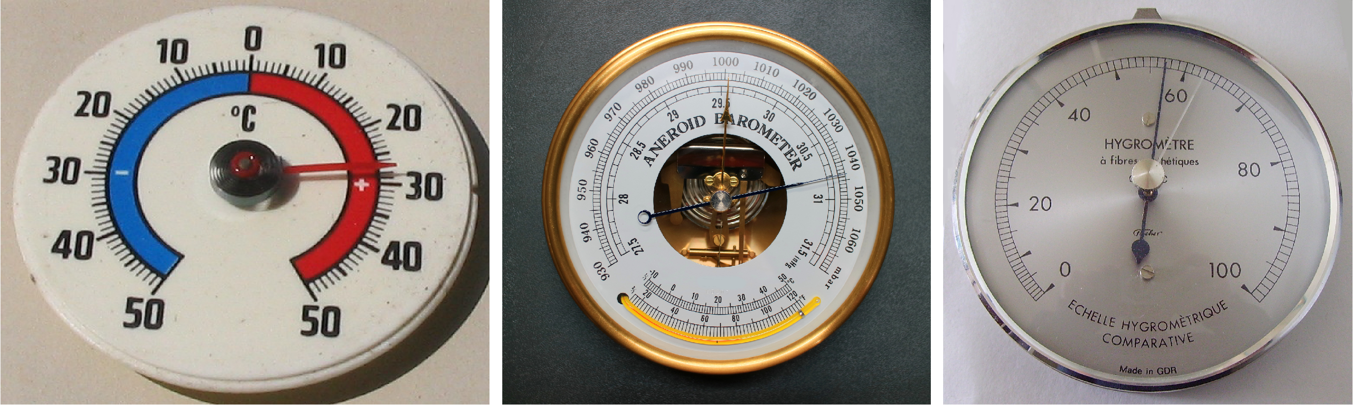 Several different measuring tools may show their measurements using needles on dials.