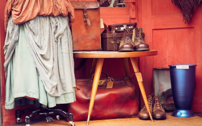 Vintage and secondhand clothing on display