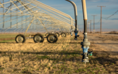 Center-pivot irrigation system in Southern California