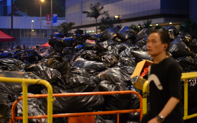 Heap of garbage bags in Hong Kong