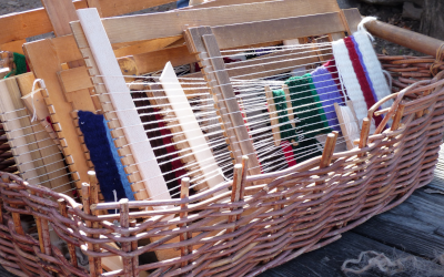 Basket with weaving machines