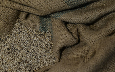 Sustainable textiles being used to hold peppercorns