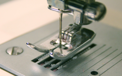 Close up of a sewing machine.
