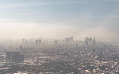 Smog over a dense urban area