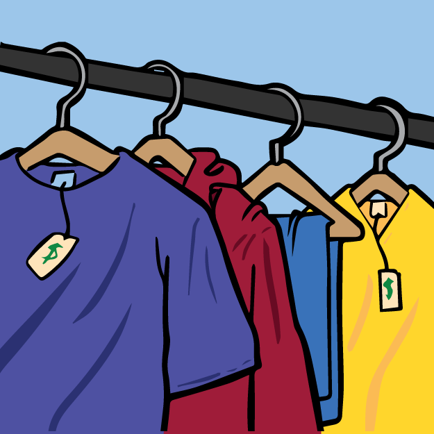 Illustration of clothes hanging on a rack