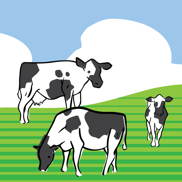 Illustration of cows in a field