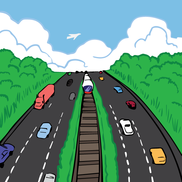 Illustration of cars on a highway