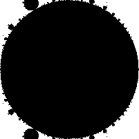 When zooming in at the left hand shape of the Mandelbrot shape you can see the self-similarity
