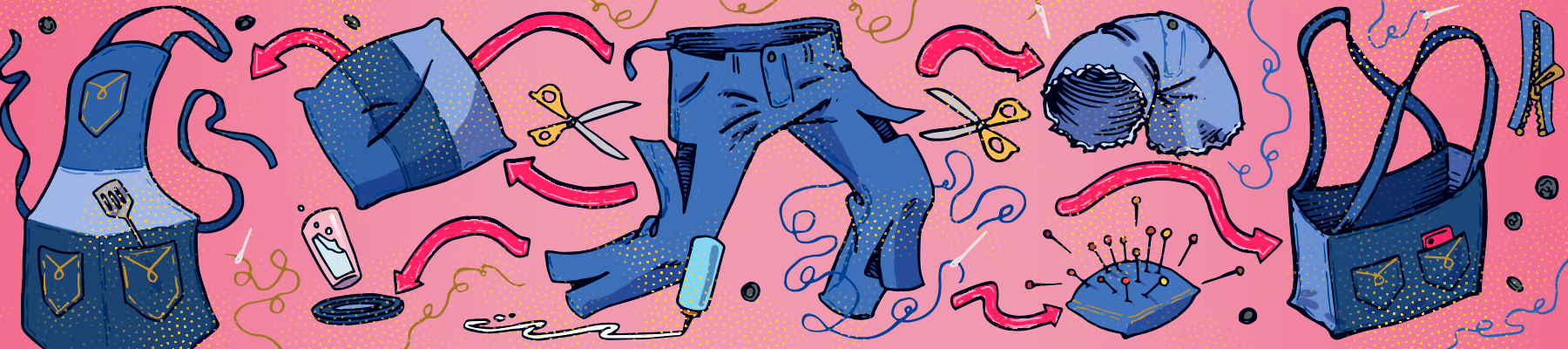 header illustration for upcycling jeans