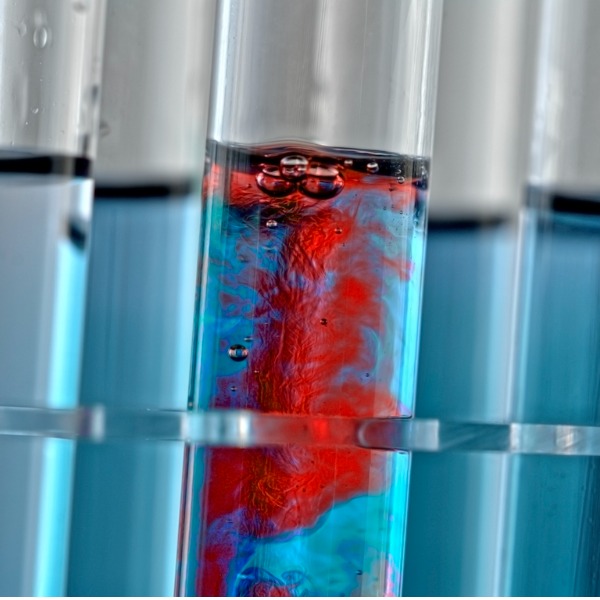 Test tubes with colourful liquids