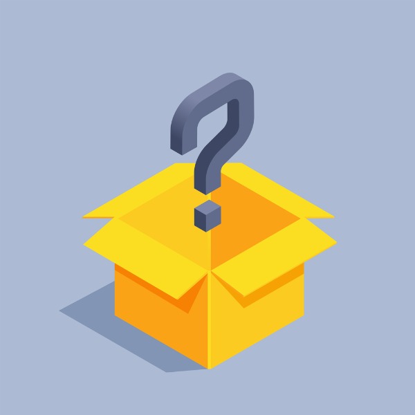 Illustration of an empty box with a question mark