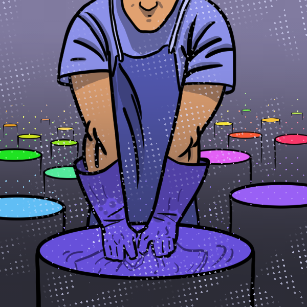 Illustration of a person working with industrial dyes