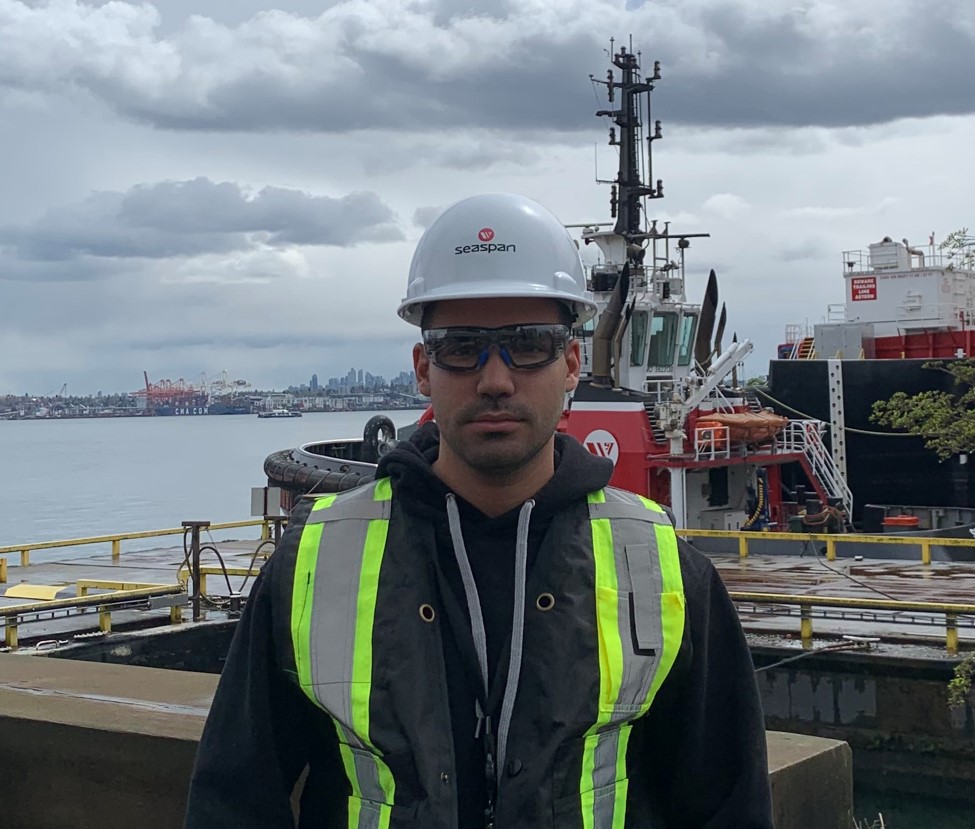 Moustafa Eldeeb onsite at Seaspan Shipyard’s North Vancouver, BC facility.