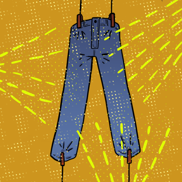 Illustration of chemical treatment of jeans