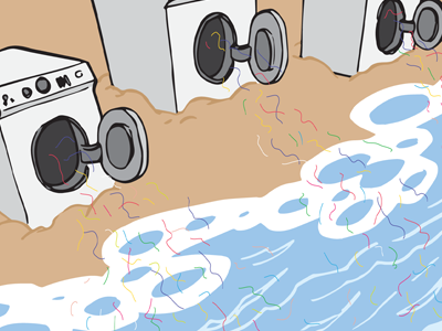 Conceptual image of a laundry machine sinking in the ocean on Craiyon