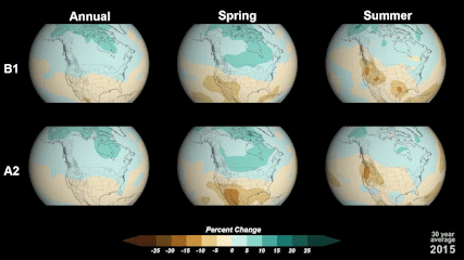 Predicted changes in precipitation patterns
