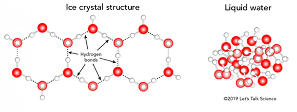 Ice Crystal Structure and Liquid Water