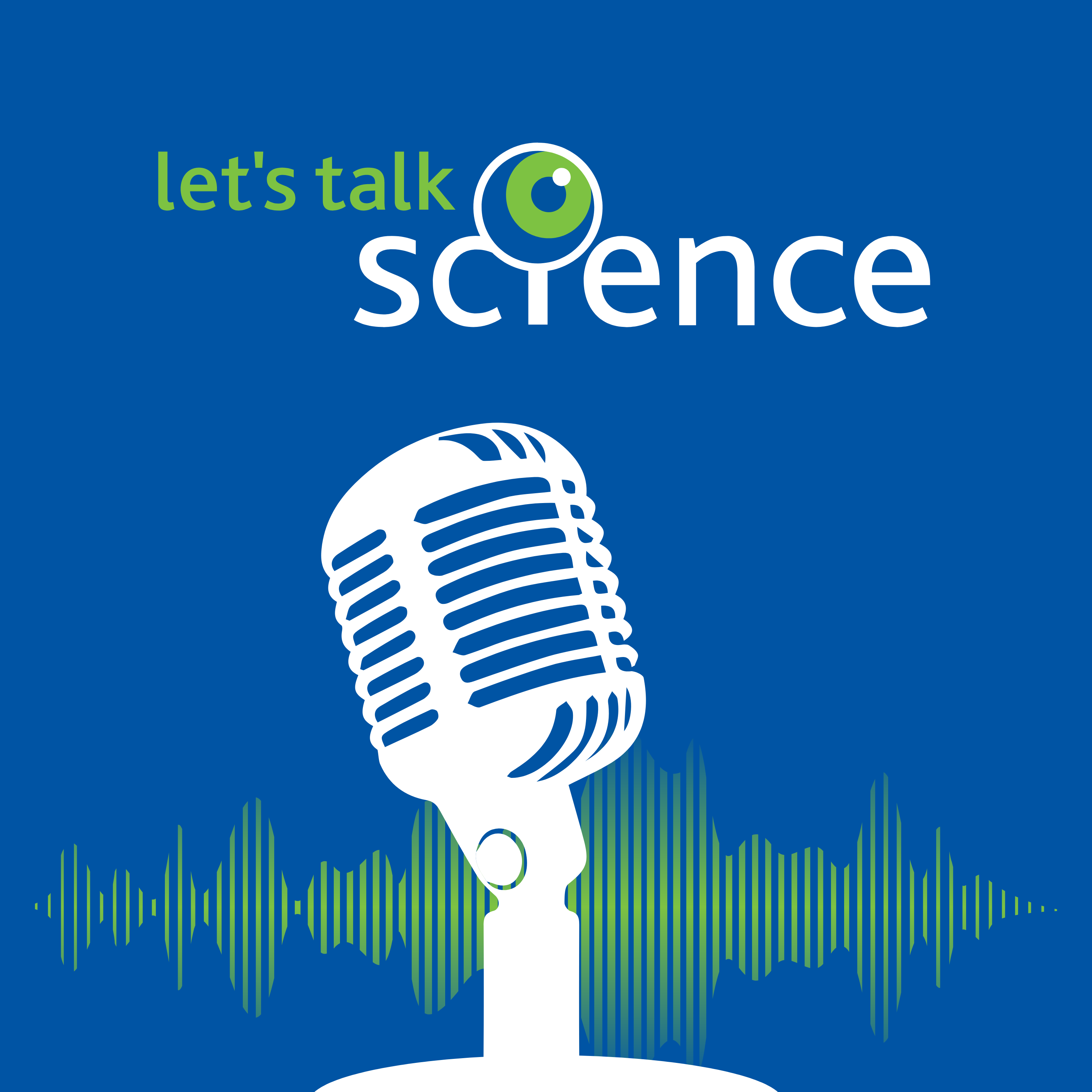 Let's Talk Science, microphone illustration with waveform 