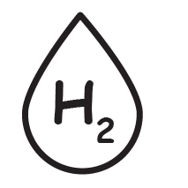 Hydrogen symbol in a teardrop shape