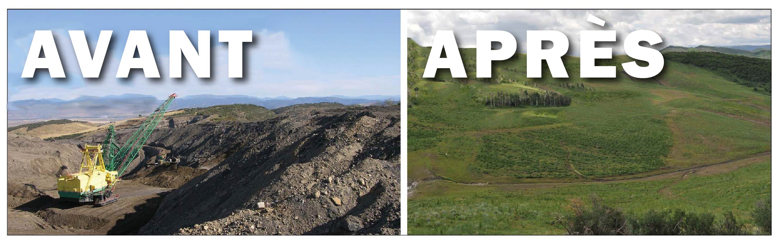 Deux photos en couleur montrent le même paysage. Elles sont intitulées « avant » et « après »