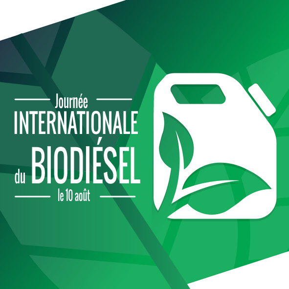 Logo coloré de la Journée internationale du biodiésel, le 10 août.