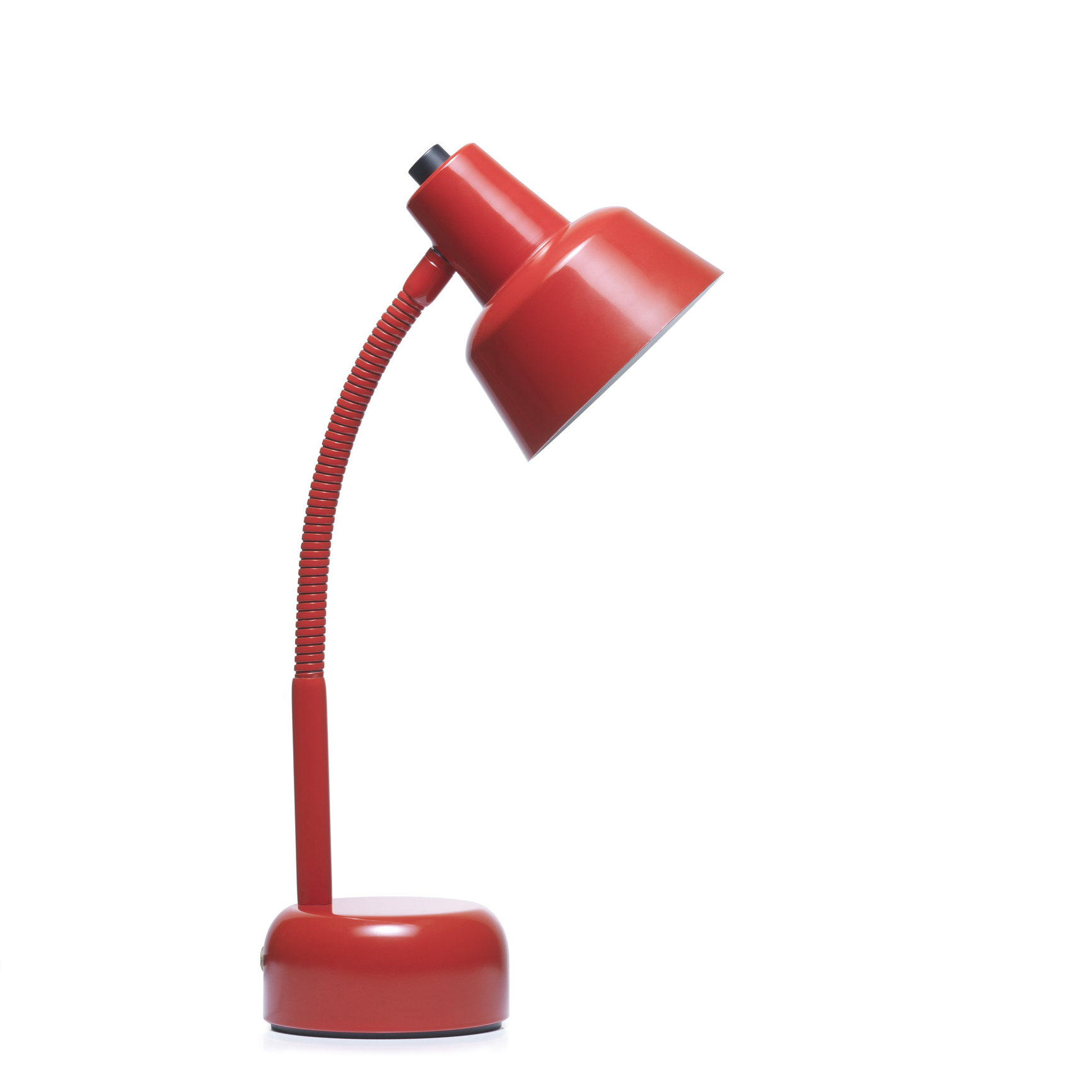 Red desk lamp on white background