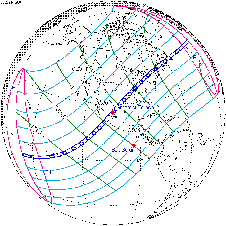 Solar Eclipse Map of Path on Earth
