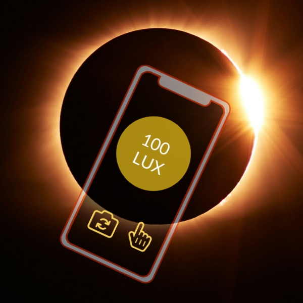 Light meter in front of solar eclipse 