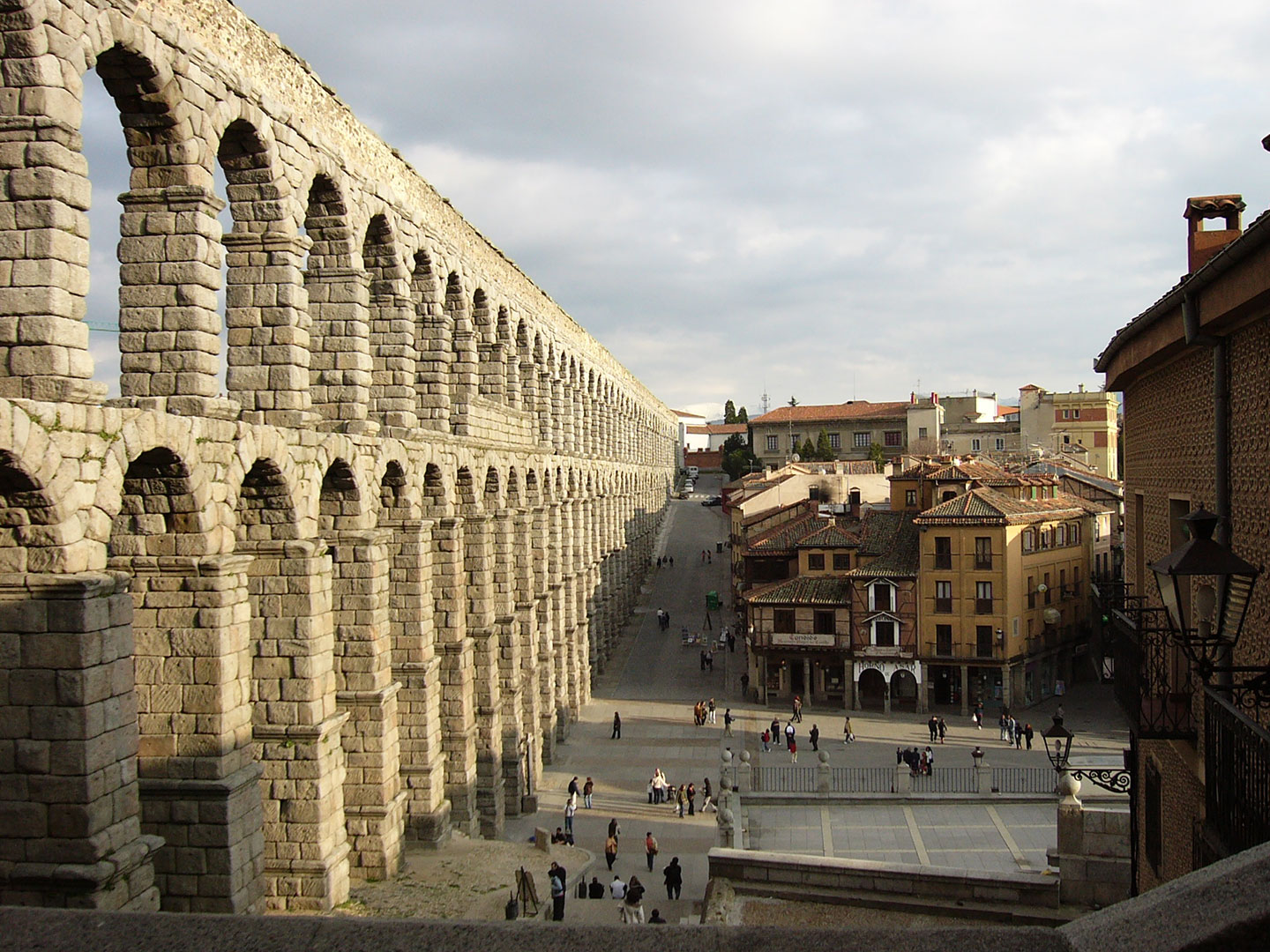 The Roman Aqueducts with tourists