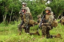 US Marines wearing camouflage uniforms