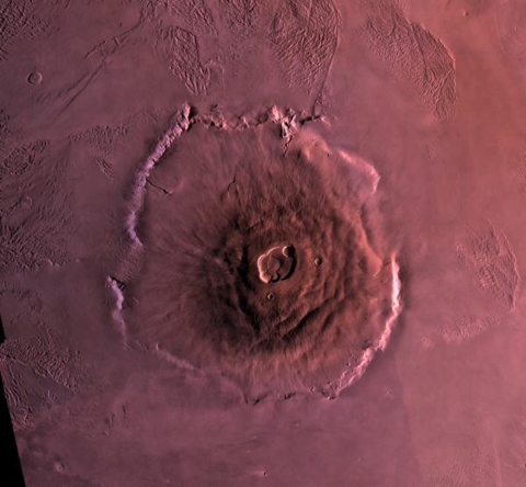 Olympus Mons, the largest known volcano in the Solar System