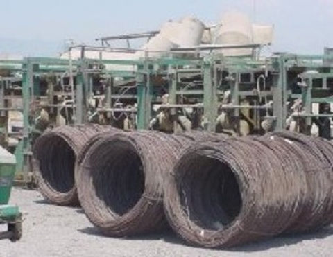 Rod coils being stored outdoors