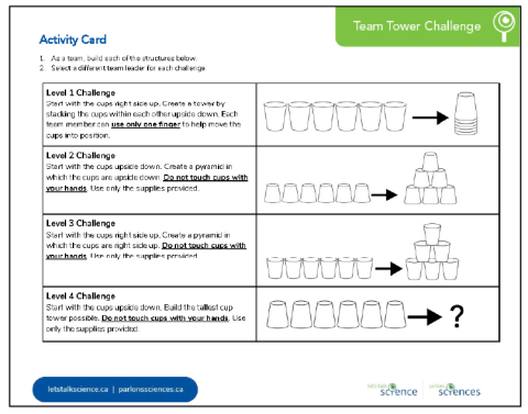 Activity card for the Team Tower Challenge