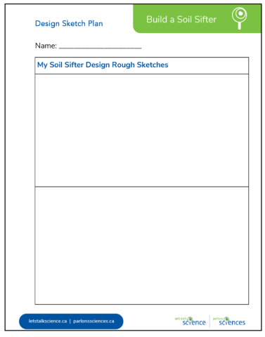 Page 1 of the Build a Soil Sifter Design Sketch Plan reproducible