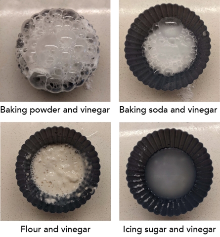 Powders mixed with vinegar