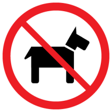 Sign meaning "No dogs off leash"