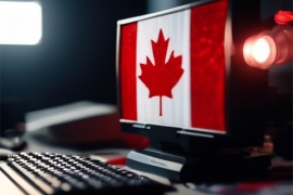 Canada flag on computer screen