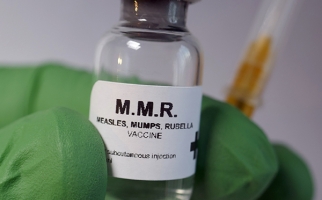 Bottle of Measles, Mumps, Rubella (MMR) vaccine