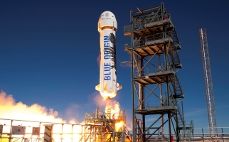 The Blue Origin New Shepard Rocket launches